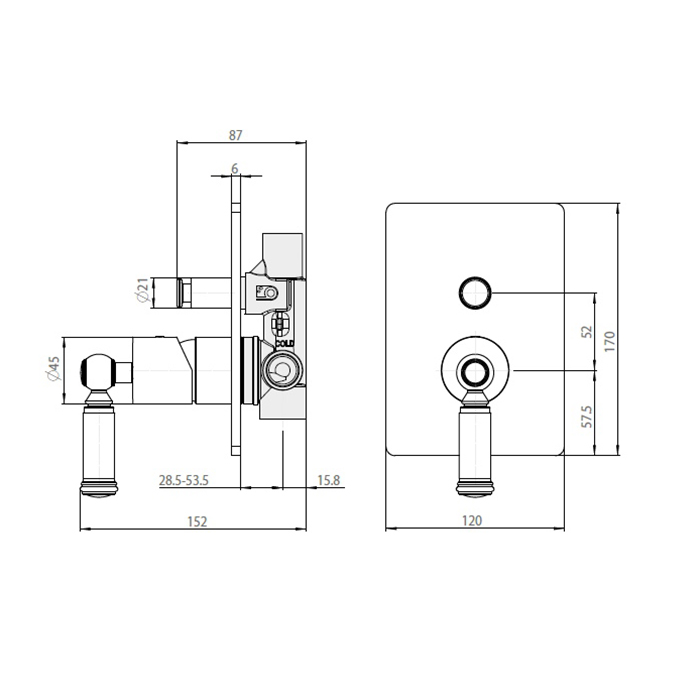 Bossini Liberty Смеситель для душа, встраиваемый, цвет: satin nickel Z00066.094