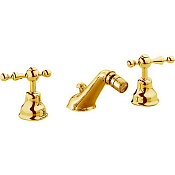 Cisal Arcana America Смеситель для биде на 3 отверстия, с д/к, излив 11,6 см, цвет: 24k gold AA00122024