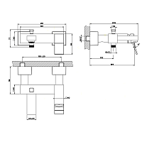 Gessi Rettangolo K Смеситель для ванны на 2 потребителя, излив 19,4 см, цвет: chrome 53013#031