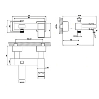 Gessi Rettangolo K Смеситель для ванны на 2 потребителя, излив 19,4 см, цвет: matte black 53013#299