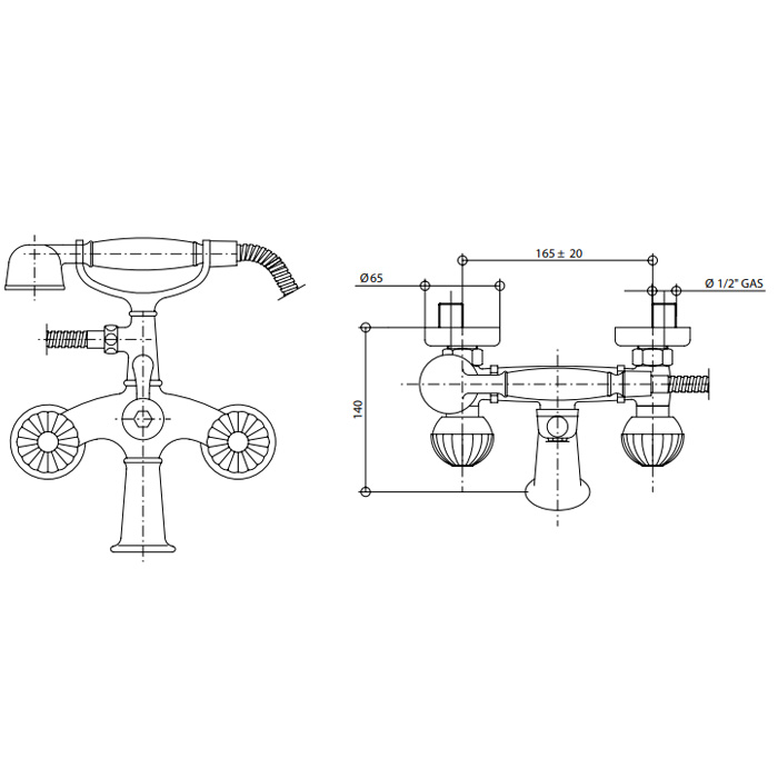 Bongio Radiant Смеситель для ванны с ручной лейкой, цвет хром 02526CR00