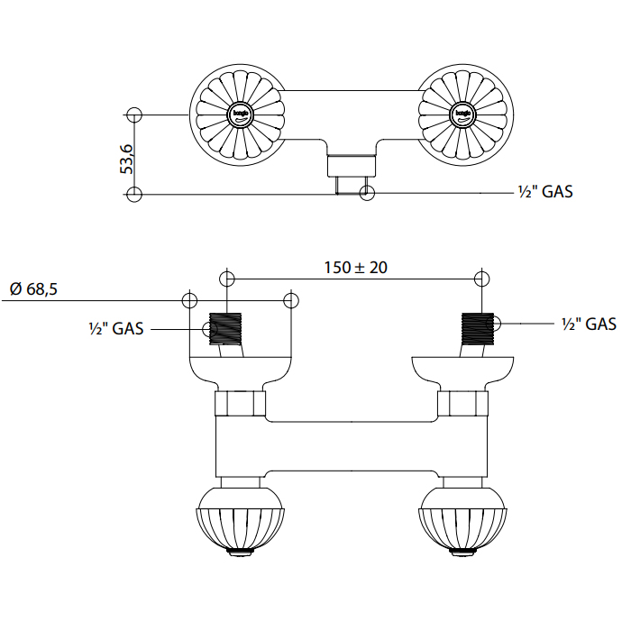 Bongio Radiant Смеситель для душа, цвет золото 02523OR00