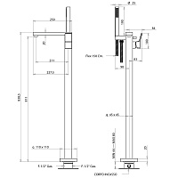 Bongio Reef Смеситель для ванны, напольный, цвет: хром 53534CR0DPR