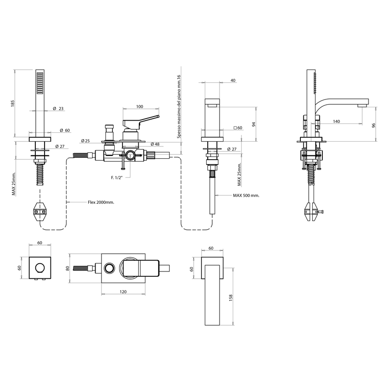 Bongio Reef Смеситель для душа, цвет хром 53523CRPR