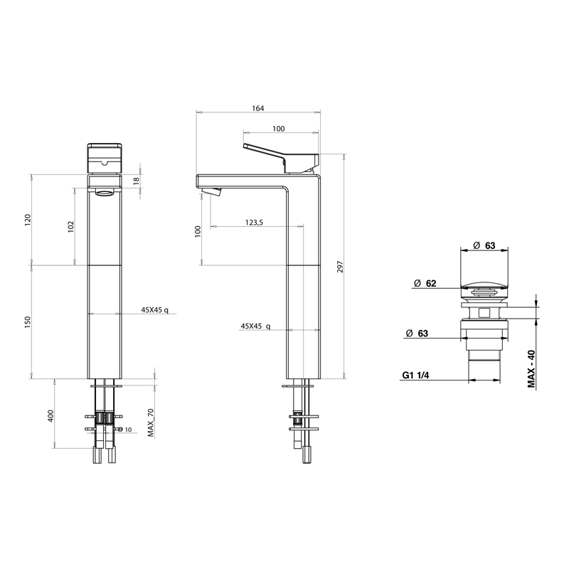 Bongio Reef Смеситель для раковины с высоким изливом, цвет хром 53532CRPR