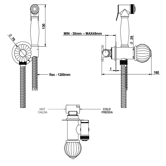 Bongio Rivoli Комплект гигиенический, цвет: золото 05916OR00