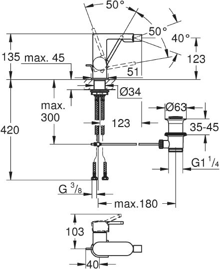 Grohe Plus Смеситель для биде, без донного клапана, цвет: хром 33241003