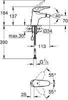 Grohe Eurostyle Смеситель для биде, без донного клапана, цвет: хром 23721003