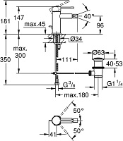 Grohe Essence New Смеситель для биде, с донным клапаном, цвет: хром 32935001