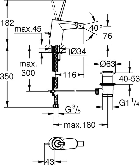 Grohe Eurodisc Joy Смеситель для биде, без донного клапана, цвет: белая луна 24036LS0