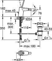 Grohe Eurodisc Joy Смеситель для биде, без донного клапана, цвет: белая луна 24036LS0