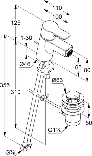 Kludi Pure&Easy Смеситель для биде, цвет: белый/хром 375339165