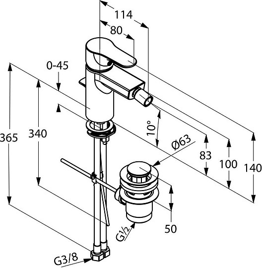 Kludi Objekta Смеситель для биде, с д/к, цвет: хром 324160575