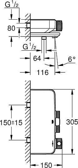 Grohe Grohtherm SmartControl Термостатический смеситель для ванны, с полочкой, цвет: хром 34718000