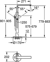 Grohe Lineare New Смеситель для ванны напольный, с ручным душем и шлангом, цвет: суперсталь 23792DC1