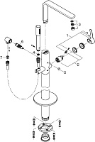 Grohe Lineare New Смеситель для ванны напольный, с ручным душем и шлангом, цвет: суперсталь 23792DC1