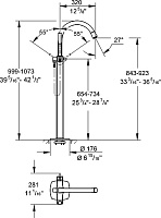 Grohe Grandera Смеситель для ванны напольный, с ручным душем и шлангом, цвет: хром 23318000
