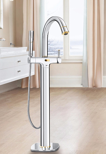 Grohe Grandera Смеситель для ванны напольный, цвет: хром/золото 23318IG0