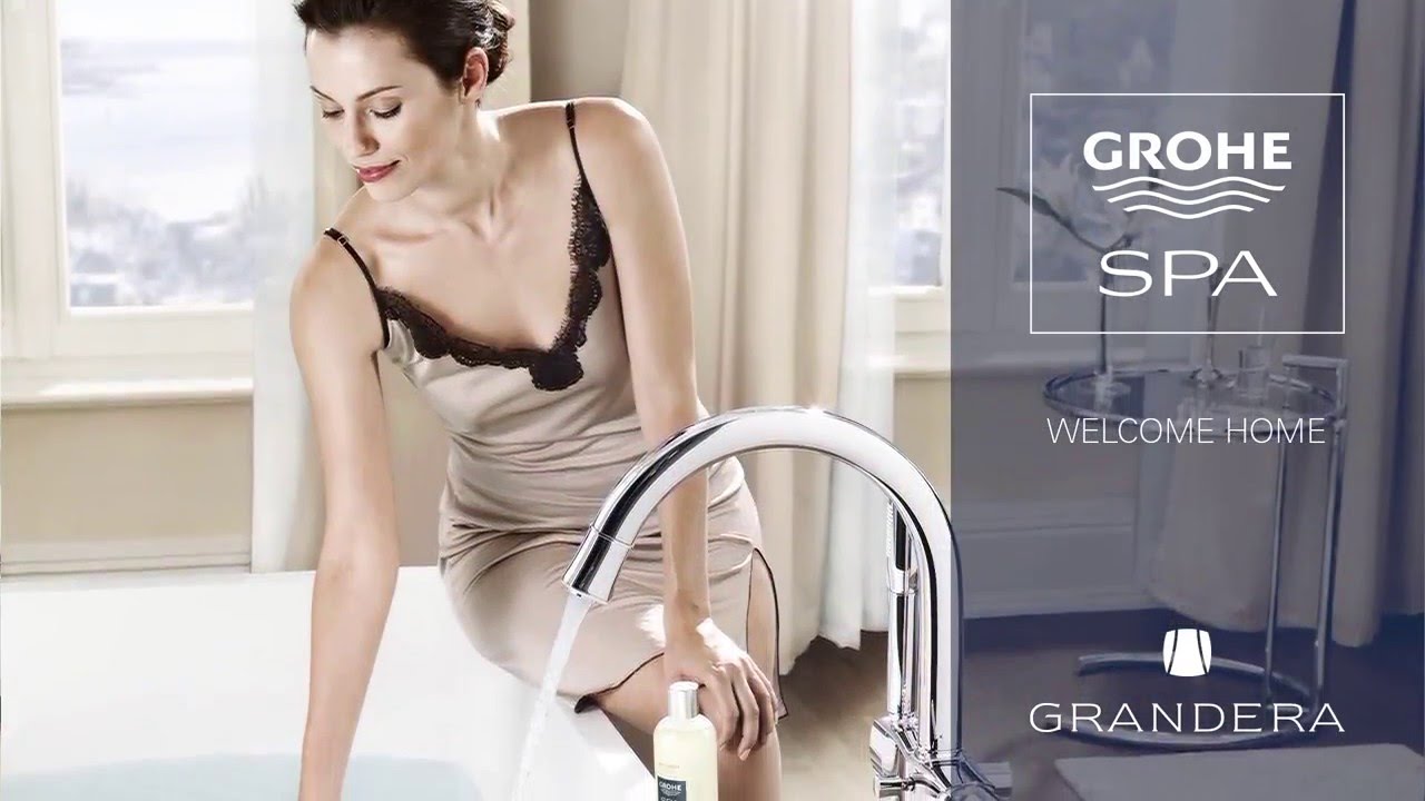 Grohe Grandera Смеситель для ванны напольный, цвет: хром/золото 23318IG0
