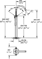 Grohe Grandera Смеситель для ванны напольный, цвет: хром/золото 23318IG0