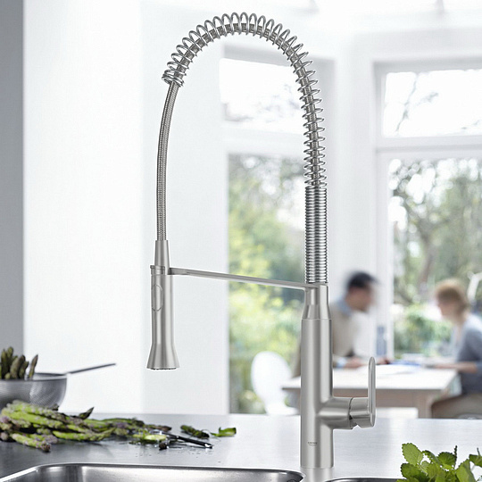 Grohe K7 Смеситель для кухни, с гибким и вытяжным изливом, цвет: суперсталь 32950DC0
