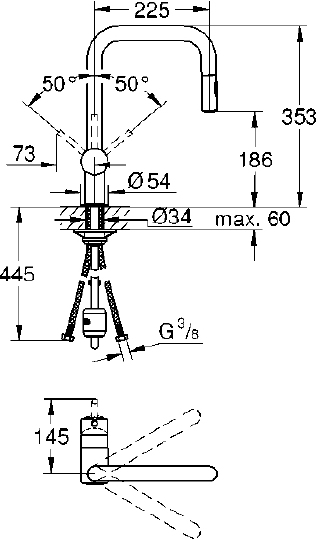 Grohe Minta Смеситель для кухни, с выдвижным изливом, цвет: хром 32322002