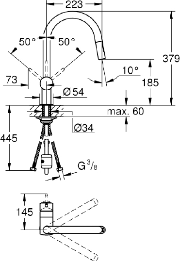 Grohe Minta Смеситель для кухни, с выдвижным изливом, цвет: хром 32321002