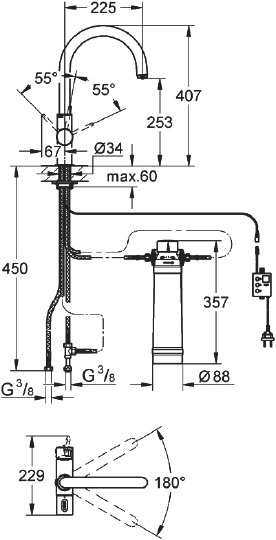 Grohe Blue Pure Смеситель для кухни с функцией фильтрации воды, цвет: суперсталь 33249DC1
