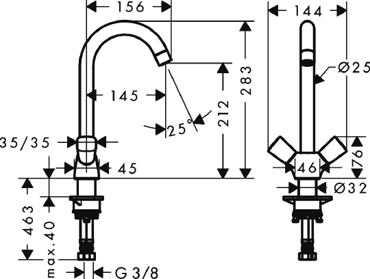 Hansgrohe Logis Смеситель для кухонной мойки с двумя рукоятками, цвет: хром 71280000