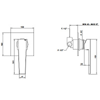 Bongio Stelth Встраиваемый смеситель для душа, цвет хром 01524CR00