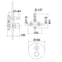 Bongio T Lever Встраиваемый термостатический смеситель для душа, цвет хром 31544CR00