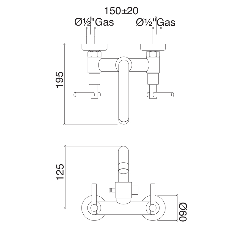 Bongio T Lever Смеситель для ванны, цвет хром 31536CR0D