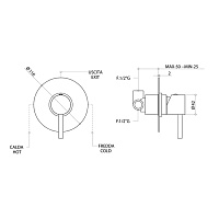 Bongio T Mix Встраиваемый смеситель для душа, цвет золото 32524ORPREU