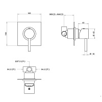 Bongio T-Square Встраиваемый смеситель для душа, цвет хром 52524CRPR