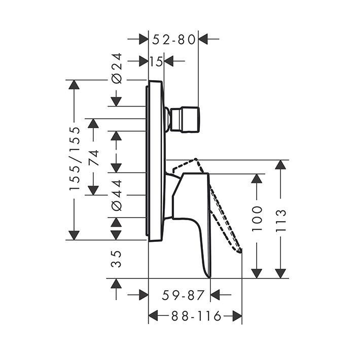 Hansgrohe Talis E Смеситель для ванны встраиваемый на 2 потребителя, цвет: полированное золото 71474990