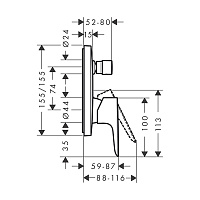 Hansgrohe Talis E Смеситель для ванны встраиваемый на 2 потребителя, цвет: полированное золото 71474990