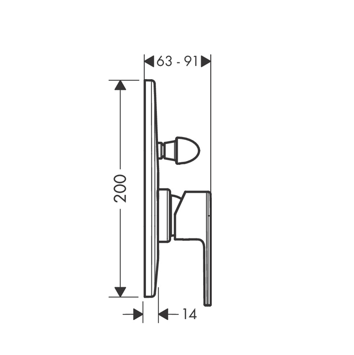 Hansgrohe Vernis Shape Смеситель для ванны встраиваемый на 2 потребителя, цвет: матовый черный 71458670