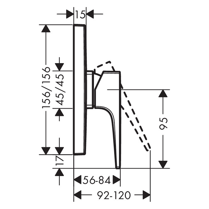 Hansgrohe Metropol Смеситель для душа встраиваемый, внешняя часть, цвет: шлифованный черный хром 32565340
