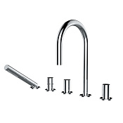 Laufen Kartell Смеситель на борт ванны, на 5 отверстий, излив 17,3 см, цвет: хром 3.2233.5.004.282.1