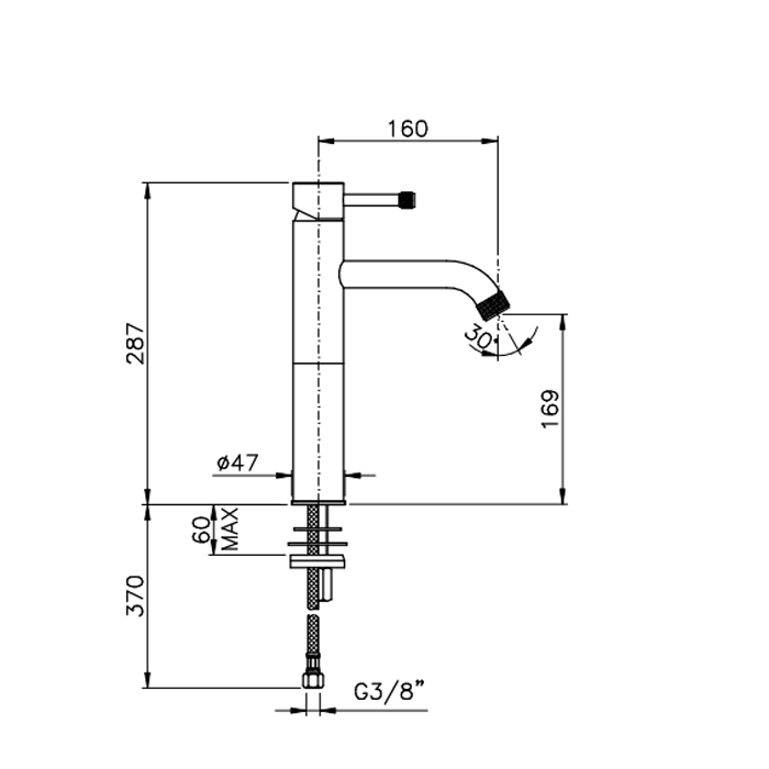 Nicolazzi Arena Смеситель для раковины высокий, однорычажный, цвет: хром 3772CR56M
