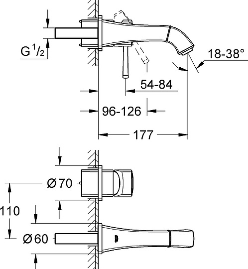 Grohe Grandera Смеситель для раковины встраиваемый, длина излива 17,7 см, цвет: хром 19929000