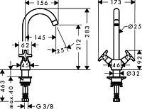 Hansgrohe Logis Classic Смеситель для кухни с двумя рукоятками, поворотный, цвет: хром 71285000
