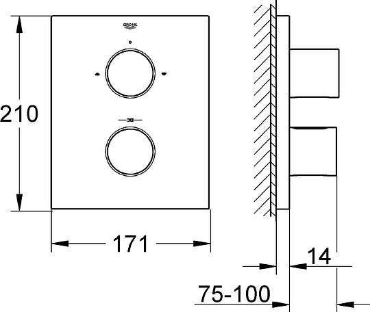 Grohe Grohtherm F Термостатический смеситель для душа, цвет: хром 27618000