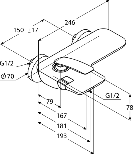 Kludi Balance Смеситель для ванны и душа DN 15 настенный, цвет: хром 524450575