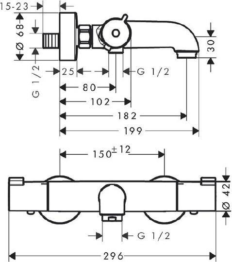 Hansgrohe Ecostat Термостат для ванны 1001 CL BM, излив 18,2 см, цвет: хром 13201000