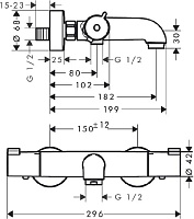 Hansgrohe Ecostat Термостат для ванны 1001 CL BM, излив 18,2 см, цвет: хром 13201000