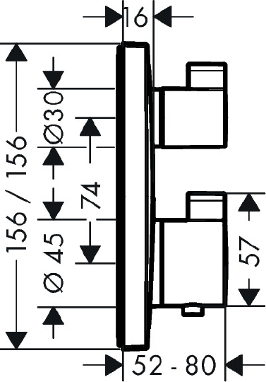 Hansgrohe Ecostat Square Термостат для душа встраиваемый на 2 потребителя, внешняя часть, цвет: хром 15714000