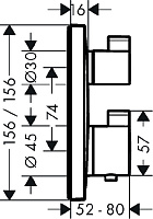 Hansgrohe Ecostat Square Термостат для душа встраиваемый на 2 потребителя, внешняя часть, цвет: хром 15714000