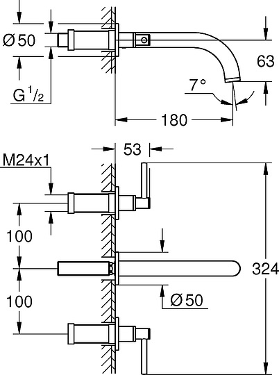 Grohe Atrio New Смеситель для раковины вентильный, встраиваемый, внешняя часть, цвет: хром 20169003