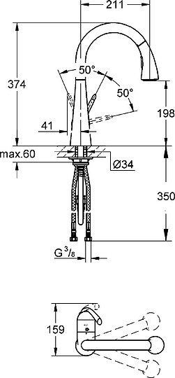 Grohe Zedra Смеситель для кухни, с выдвижным изливом, цвет: хром 32294001